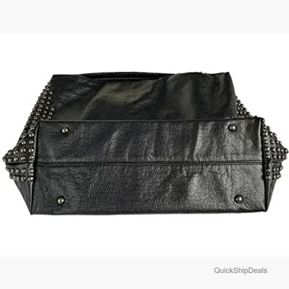 Soft Washed PU Leather Skull Chain Gothic Shoulder Bag Tote Satchel